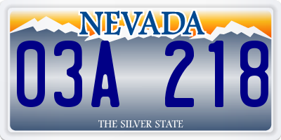 NV license plate 03A218