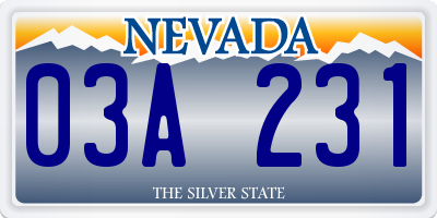 NV license plate 03A231