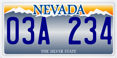 NV license plate 03A234