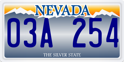 NV license plate 03A254