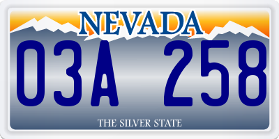 NV license plate 03A258