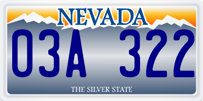 NV license plate 03A322