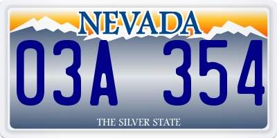 NV license plate 03A354