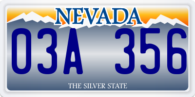NV license plate 03A356