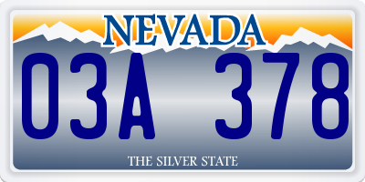 NV license plate 03A378