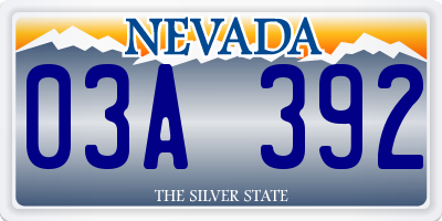 NV license plate 03A392