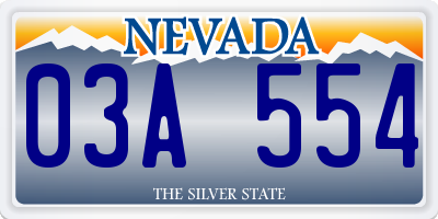 NV license plate 03A554