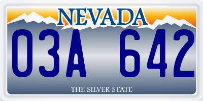 NV license plate 03A642