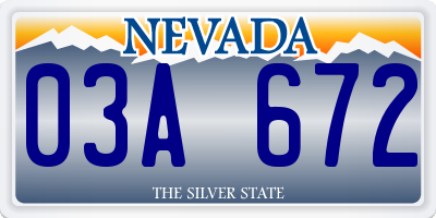 NV license plate 03A672