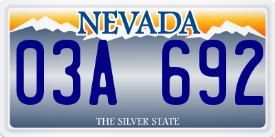 NV license plate 03A692