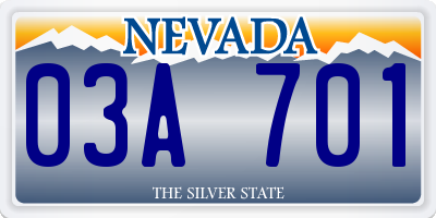 NV license plate 03A701