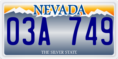 NV license plate 03A749