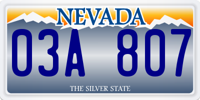 NV license plate 03A807