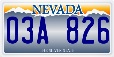 NV license plate 03A826