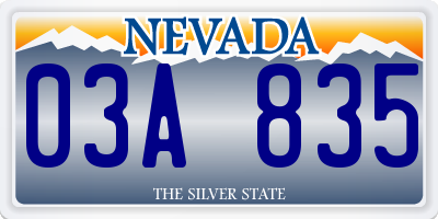 NV license plate 03A835