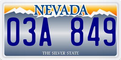 NV license plate 03A849