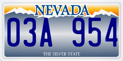 NV license plate 03A954