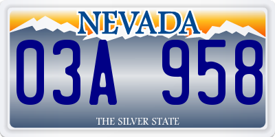 NV license plate 03A958