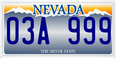NV license plate 03A999