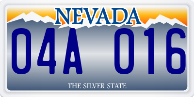 NV license plate 04A016