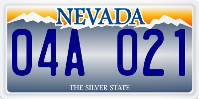 NV license plate 04A021