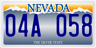 NV license plate 04A058