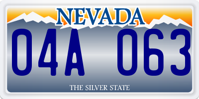 NV license plate 04A063