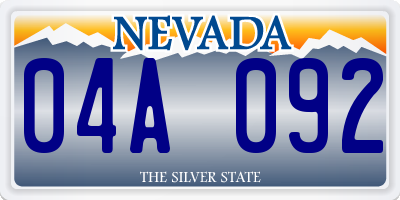 NV license plate 04A092