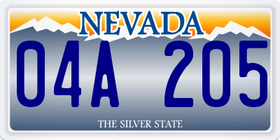 NV license plate 04A205