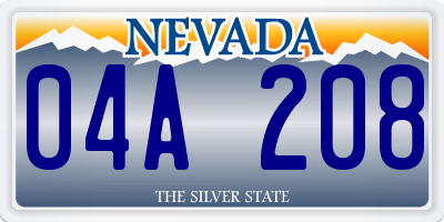 NV license plate 04A208