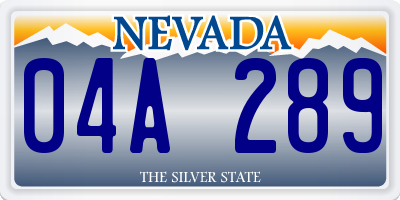 NV license plate 04A289