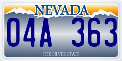NV license plate 04A363