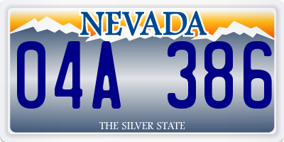 NV license plate 04A386