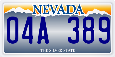 NV license plate 04A389