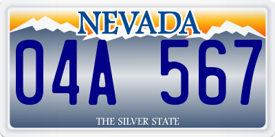 NV license plate 04A567