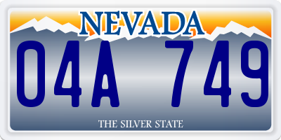 NV license plate 04A749