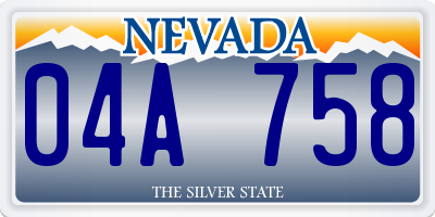 NV license plate 04A758