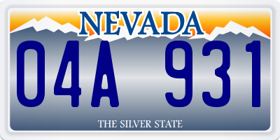 NV license plate 04A931