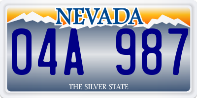 NV license plate 04A987
