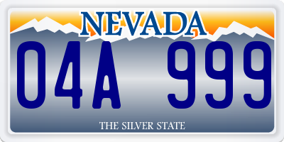 NV license plate 04A999