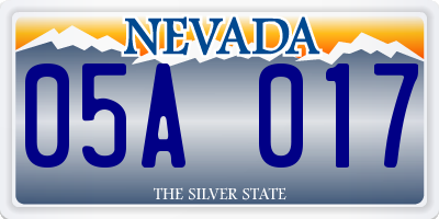NV license plate 05A017