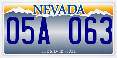 NV license plate 05A063