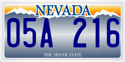 NV license plate 05A216