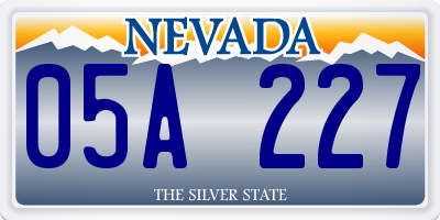 NV license plate 05A227