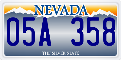 NV license plate 05A358