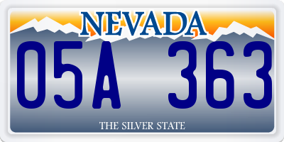 NV license plate 05A363
