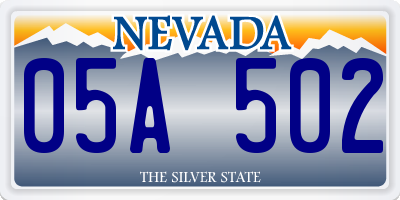 NV license plate 05A502