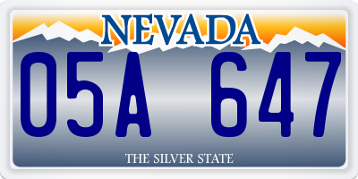 NV license plate 05A647