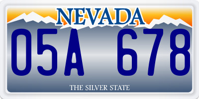NV license plate 05A678