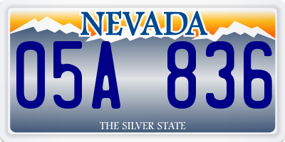 NV license plate 05A836